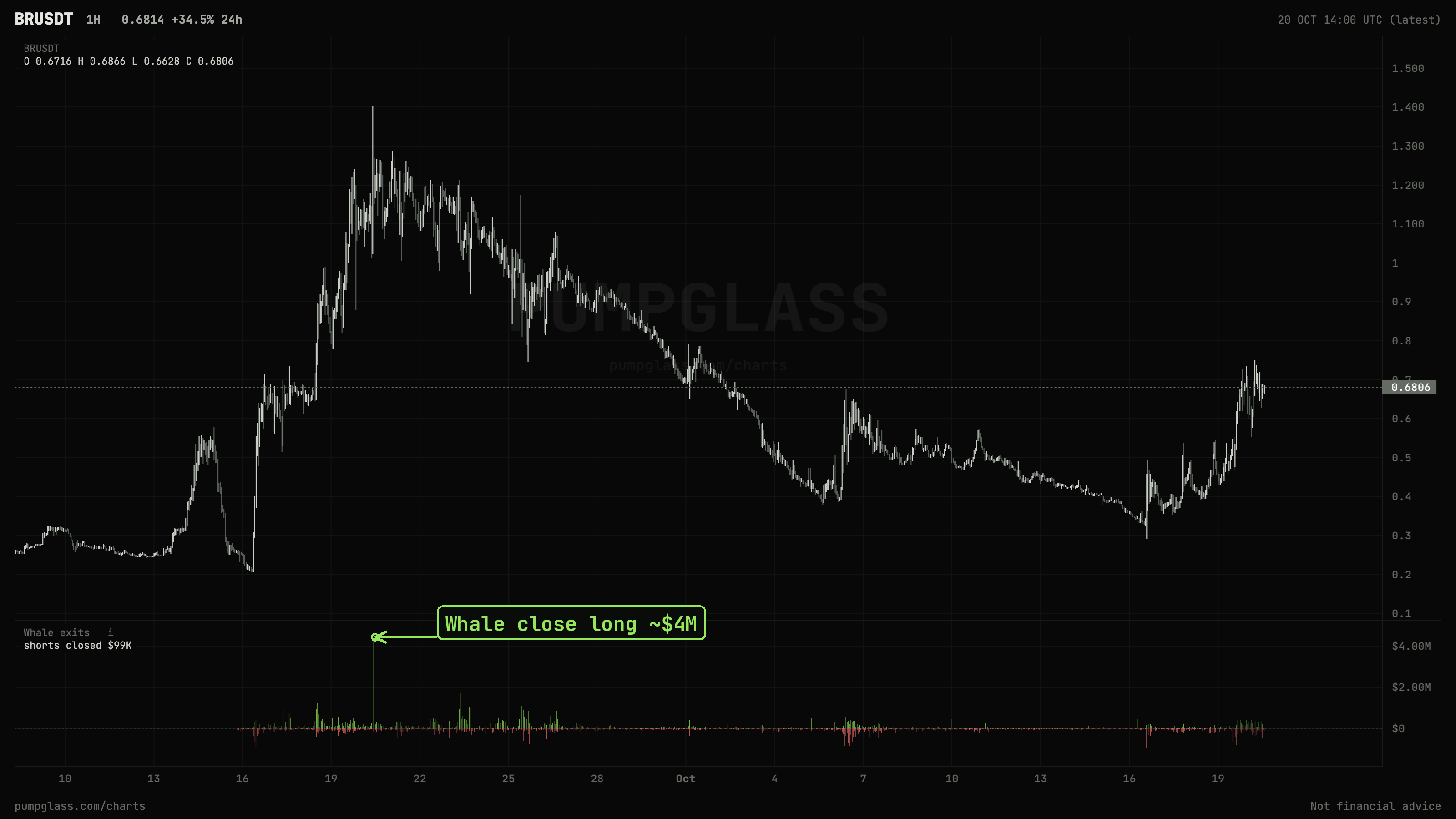 Whales close longs at the BRUSDT top