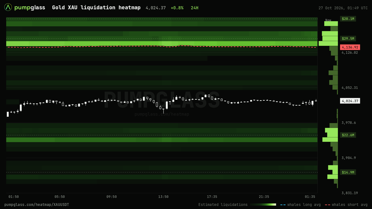 Glass Line Scale Gold XAU Liquidation Heatmap & Liquidity Heatmap (XAUUSDT) | PumpGlass